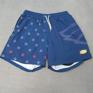 SLUNKS  Mens XLarge Performance & Workout Swim Trunks Volleyball Shorts Blue